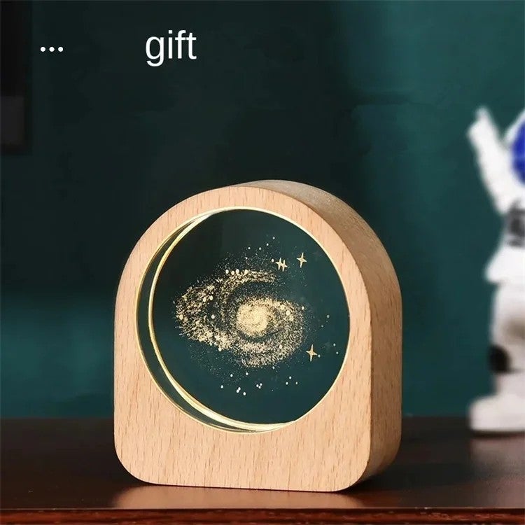 Bluejw 3D Crystal Ball Night Light - LED Night Lamp with Wood Base, USB Plug-in, Bedroom Decor, Birthday Gifts for Kids/Couples - Image 3